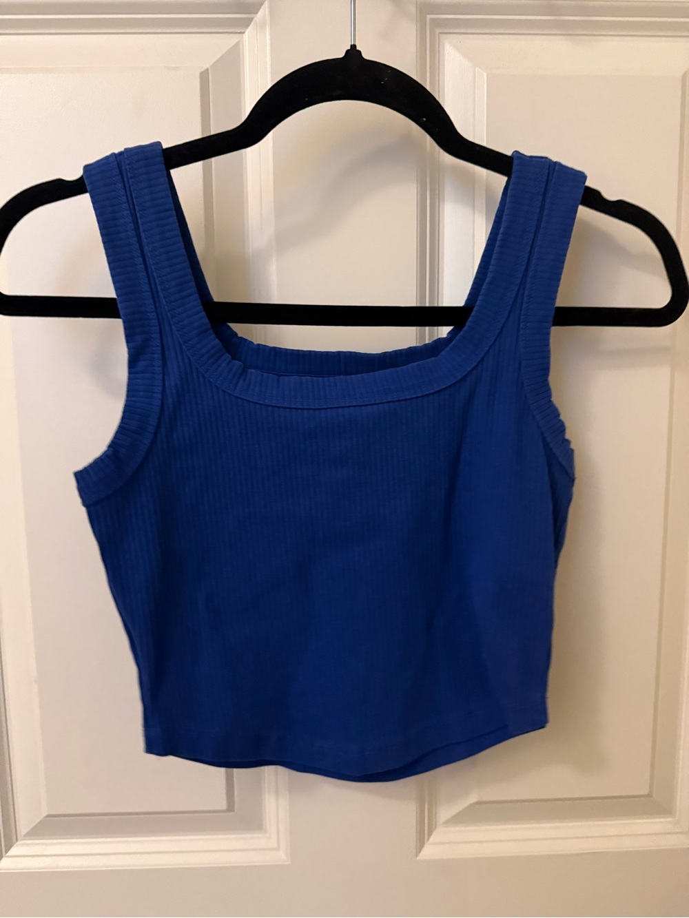 Madewell Royal Blue Ribbed Square-Neck Crop Tank Top
